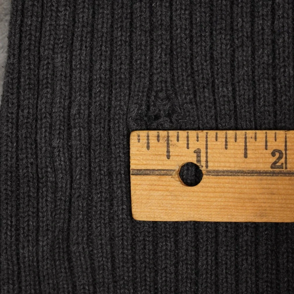 Converse One Star Sweater Mens M Grey Ribbed Quarter Zip Cotton Knit Pullover